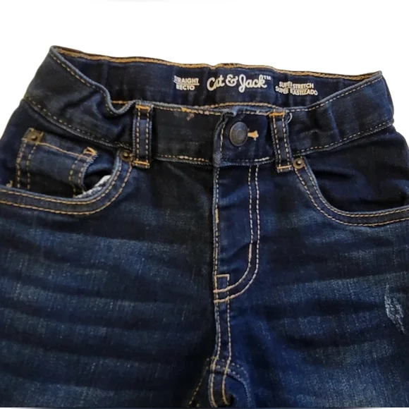 Cat & Jack Toddler Boys' Fit Straight Dark Wash Jeans size 4t - Picture 3 of 10